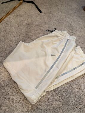 Nike White Shorts with Gray Reflective Stripe